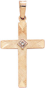 14KY FLOR CROSS W/DIAMOND
