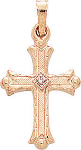 14KW HOLLOW CROSS W/ DIAMOND 22mm