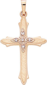 14KY FLORENTINE CROSS W/ 5 DIAMONDS