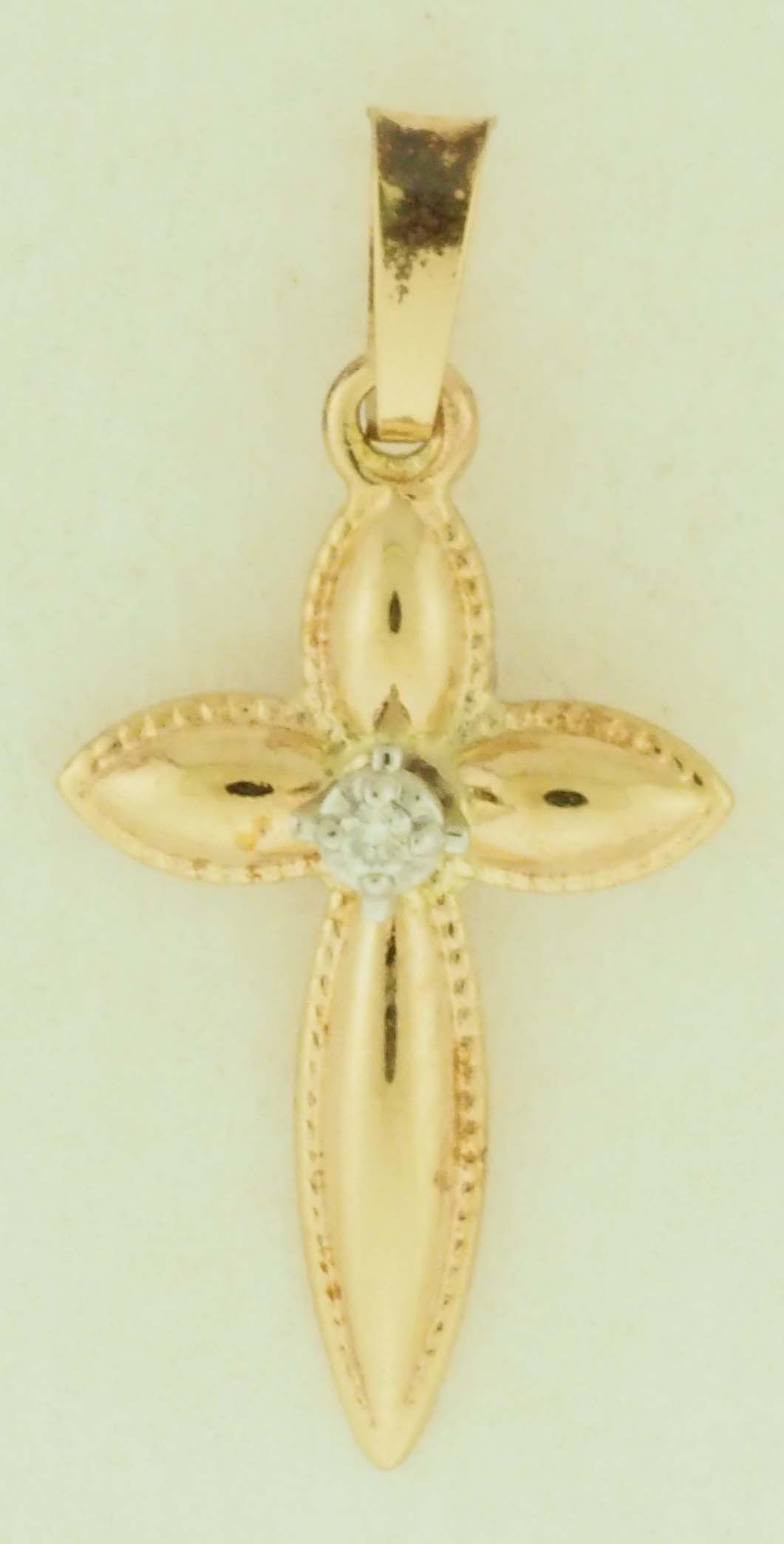 14KY HOLLOW CROSS W/DIA