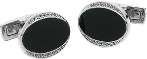 14KW OVAL CUFF LINK W/ ONYX FOR 18/.0025