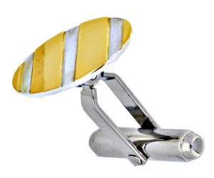 14KY & S.S. OVAL CUFF LINK