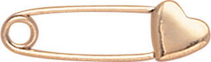 14KW SAFETY PIN W/HEART CAP 1