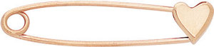 14KW SAFETY PIN W/HEART CAP 1 1/2