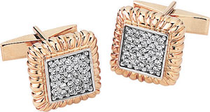 14KY FANCY SQ. CUFF LINK W/ 15 dia .02