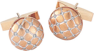 14KY DOMED FLORENTINE CUFF LINK W/ 12 DIA 15mm