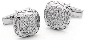 14KW OCT SHAPE CUFF LINK 15mm W/1.0ct TW DIA.