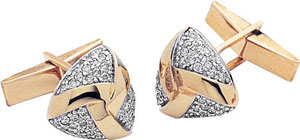 14KW TRI SHAPE CUFF LINK W/1.05ct TW DIA.