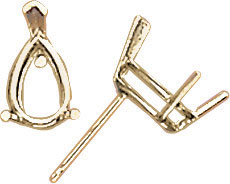 14KY 3PR PEAR SHAPE WIRE STUDS 7x4mm