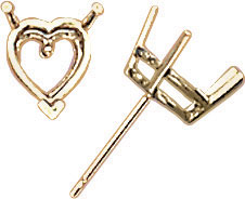 14KW 3PR HRT SHAPE WIRE STUDS 3mm