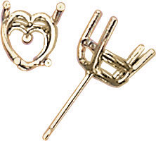 14KY 4PR HRT SHAPE WIRE STUDS 3mm