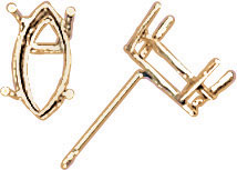 14KY 4PR MAR SHAPE WIRE STUDS 4x2mm
