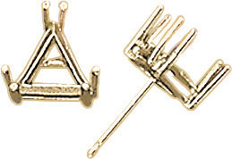 18KY 6PR TRI SHAPE WIRE STUDS 4mm