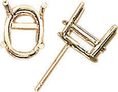 14KY 4PR HEAVY OVAL WIRE STUDS 4.5x3.5mm