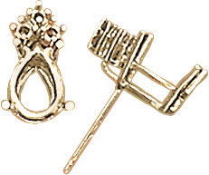 14KY 4PR WIRE STUD 4x2.5mm PEAR & 3/.02