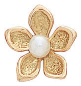 14KY 12mm FLOR. FLOWER EARRING W/PEARL