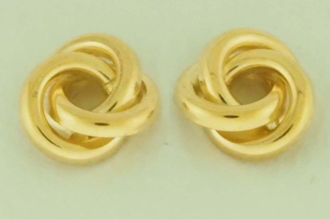 18KY CHILDREN EARRING LOVE KNOT 6mm [D]