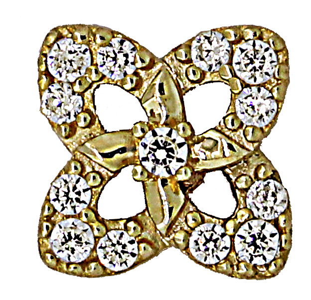 14KY 6mm FLOWER EAR W/CZS