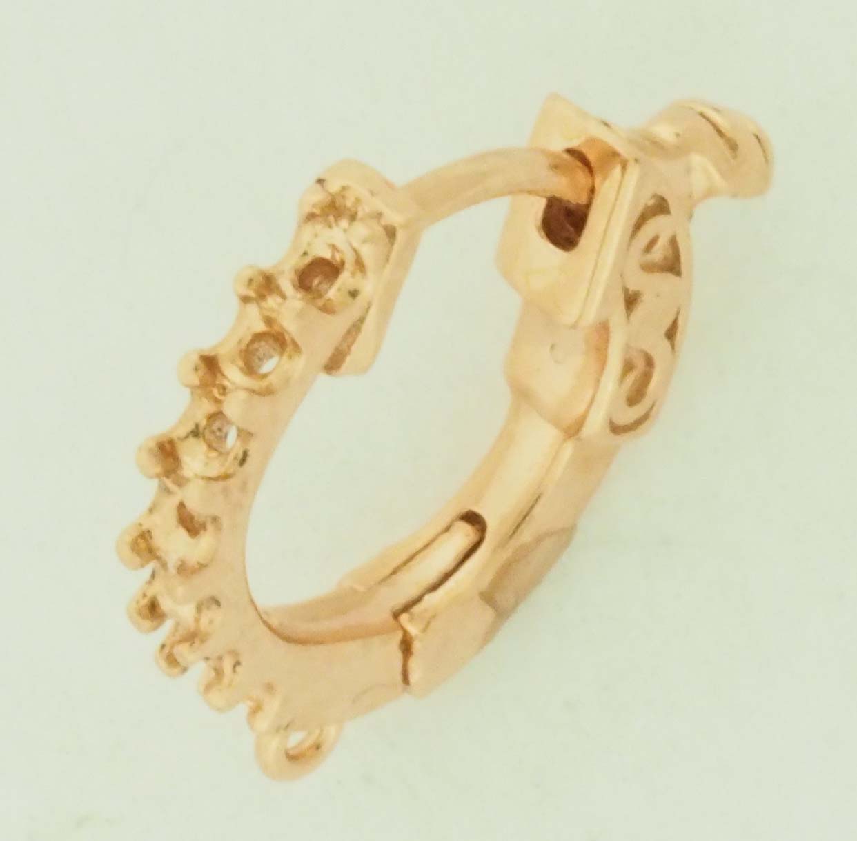 14K PINK 12mm RD HOOP W/SNAP LOCK 7/.02 EACH