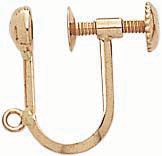 18KY NON PIERCE SCREW BACK EARRING W/BEAD & LOOP