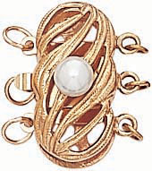 14KY FILIGREE PEARL CLASP 3 STR W/ PEARL