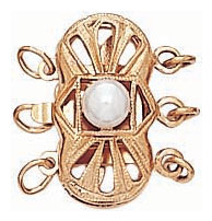 14KY FILIGREE PEARL CLASP 3 STR W/ PEARL