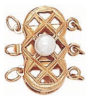 14KY FILIGREE CLASP 3 ROW W/PEARL