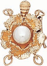 14KW FLOWER SHAPED CLASP W/PEARL 1 STR