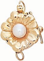 14KY FLOWER SHAPED CLASP W/PEARL 2 STR
