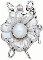 14KW FLOWER SHAPED CLASP W/PEARL 2 STR