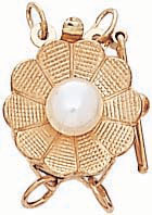 14KY CLASP(RD. FLOR.)W/PEARL 1 STR.