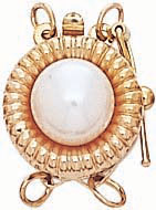 14KY RD STAMPED CLASP W/PEARL 1 ROW