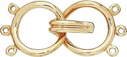 14KW HOOK & EYE BEAD CLASP 3 ROW