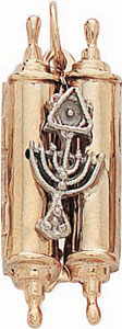 14KY SHINY HINGED SCROLL W/MENORAH