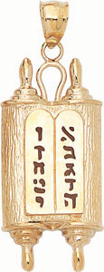 14KY HLW TORAH W/TEN COMMANDMENTS 39x18.5mm