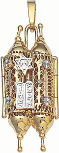 14K TT FILIGREE TORAH W/OPEN DOORS 38.65x17.4mm