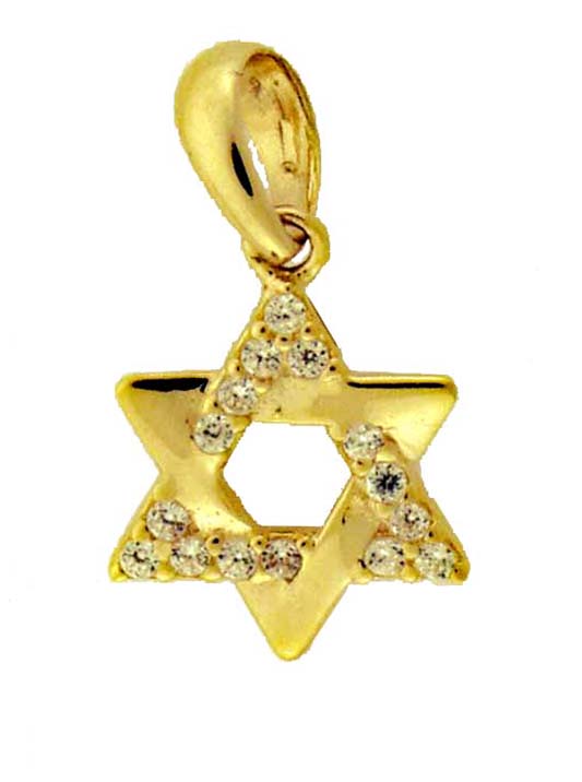 14KY CZ STAR OF DAVID PENDANT 11mm
