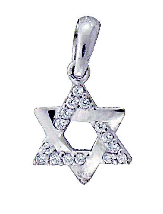 14KW CZ STAR OF DAVID PENDANT 11mm