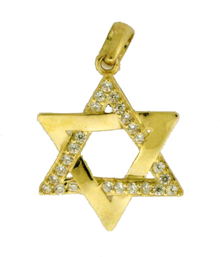 14KY CZ STAR OF DAVID PENDANT 16mm