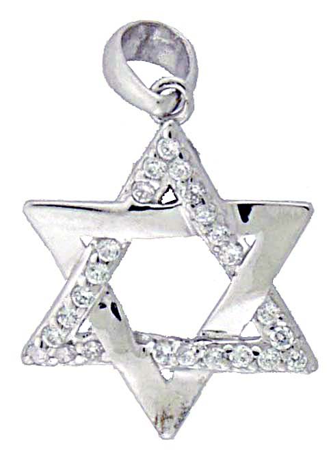 14KW CZ STAR OF DAVID PENDANT 16mm