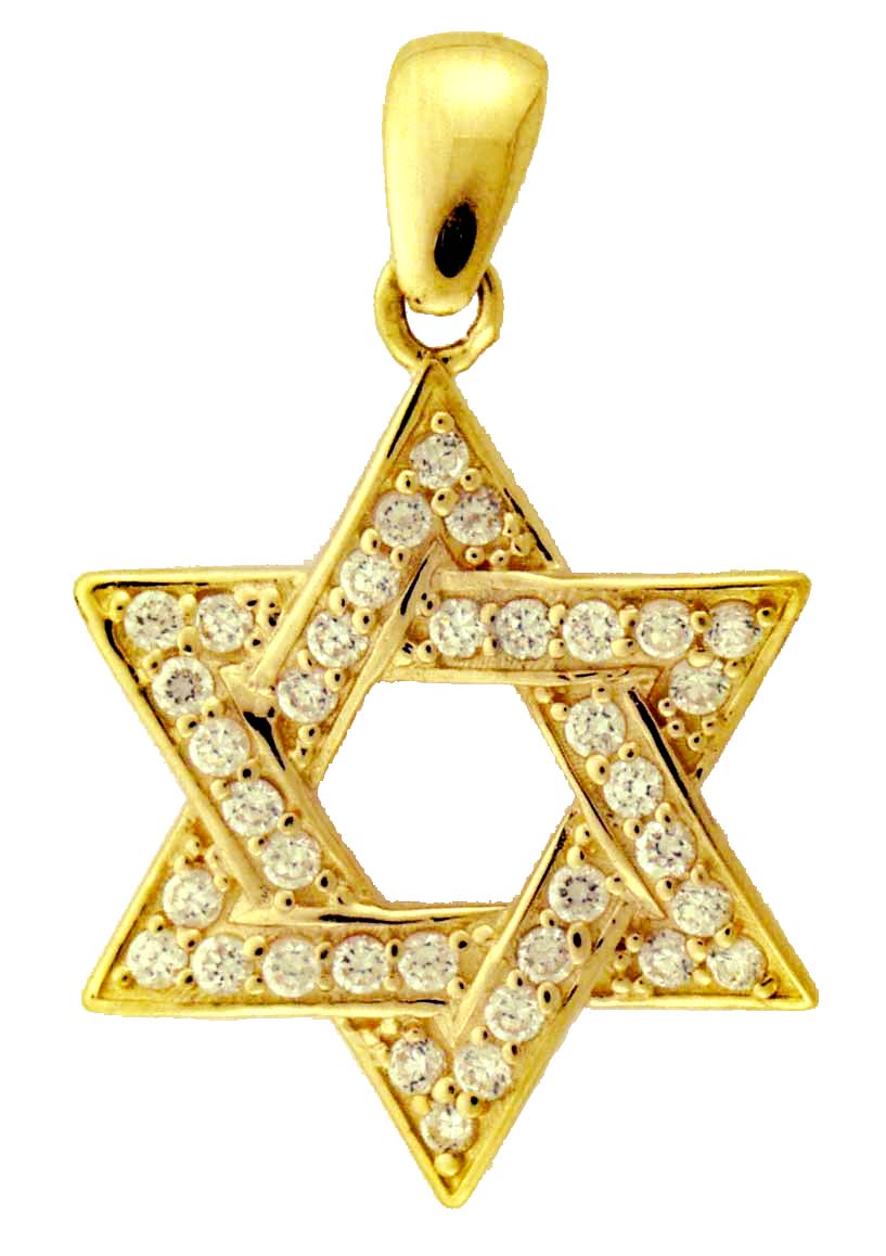 14KY CZ STAR OF DAVID 24mm