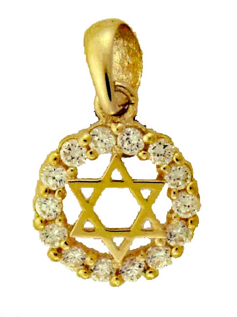 14KY CZ STAR OF DAVID 9mm
