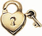 18KY HEART LOBSTER CLAW W/KEY 10mm