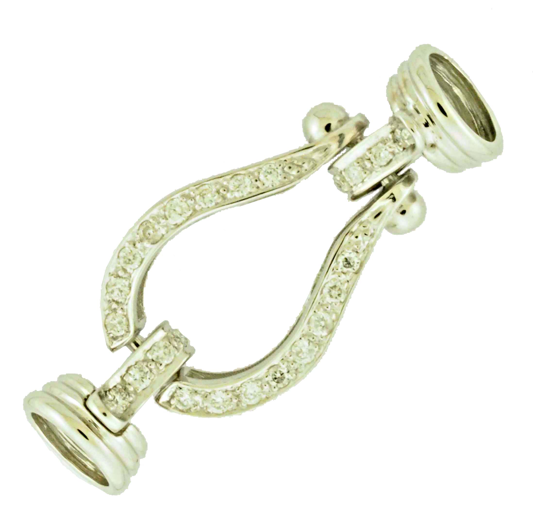 S.S. FOLD OVER CLASP W/ CUPS 24 CZ'S