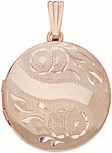 14KY ROUND LOCKET HND ENG 18mm