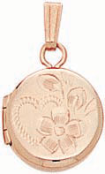 14KY SMALL ROUND LOCKET HAND ENG 10mm