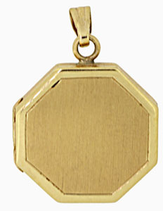 14KY OCTAGONAL LOCKET HAND ENG 15mm