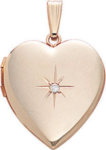 14KY SHINY HEART LOCKET W/DIA 19mm