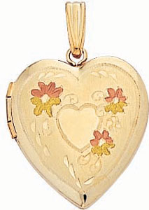 14KY FLORAL HEART LOCKET 18.5mm
