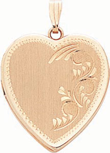 14KY HEART LOCKET HAND ENG 19.5mm